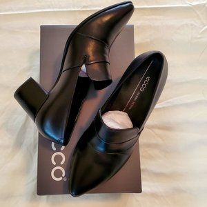 Ecco Shape 45 Pointy Block Leather Shoes NIB